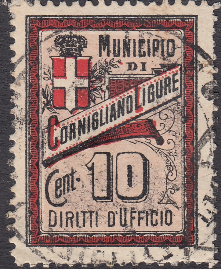 Marca da Bollo del Comune di CORNIGLIANO LIGURE su Carta Bianca di dimensioni 23,5 x 31,5 mm