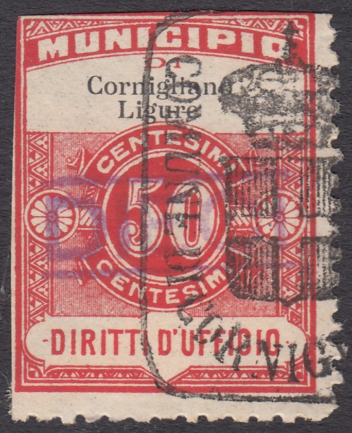 Marca da Bollo del Comune di CORNIGLIANO LIGURE su Carta Bianca di dimensioni 24 x 30 mm
