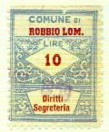 Marca da Bollo del Comune di ROBBIO LOMELLINA su Carta Bianca Sottile di dimensioni 22 x 28 mm