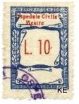 Marca da Bollo del Comune di MESTRE su Carta Bianca Sittile di dimensioni 20 x 29 mm