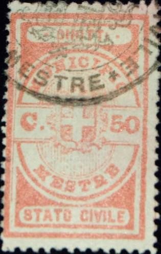Marca da Bollo del Comune di MESTRE su Carta Bianca Sittile di dimensioni 20,5 x 33 mm