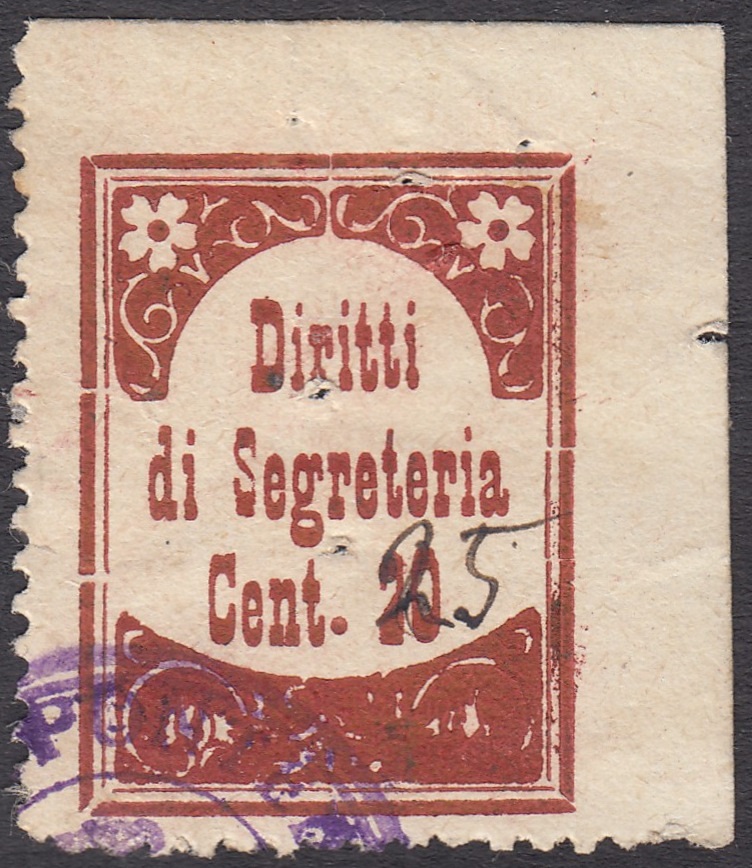 Marca da Bollo del Comune di PONTEDECIMO su Carta Bianca di dimensioni 20 x 27 mm
