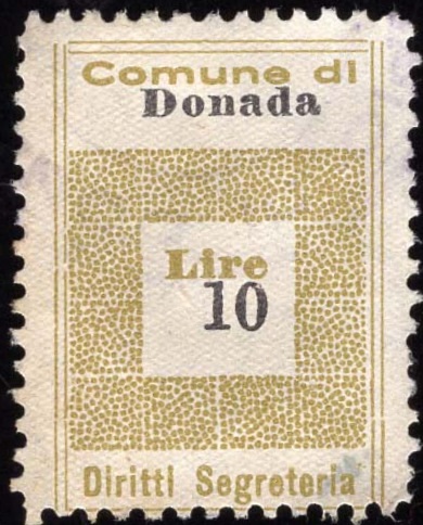 Marca da Bollo del Comune di DONADA su Carta Bianca di dimensioni 21 x 29 mm