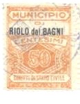 Marca da Bollo del Comune di RIOLO DEI BAGNI su Carta Bianca di dimensioni 22 x 29 mm