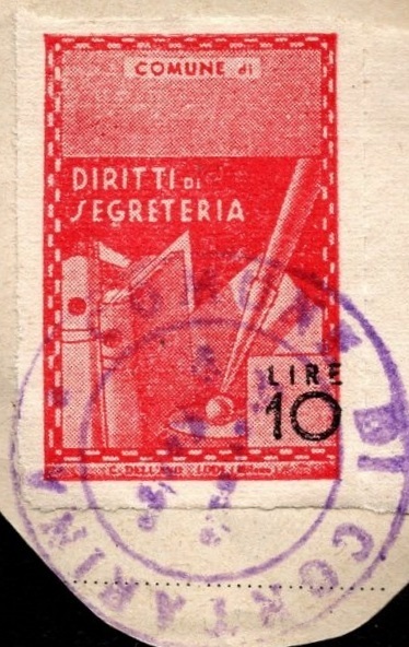 Marca da Bollo del Comune di CORTARINA su Carta Bianca di dimensioni 21 X 32 mm