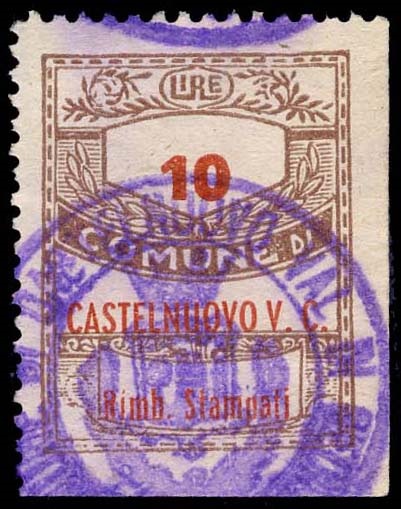 Marca da Bollo del Comune di CASALE VAL DI CECINA su Carta Bianca Sottile di dimensioni 22,5 x 29 mm