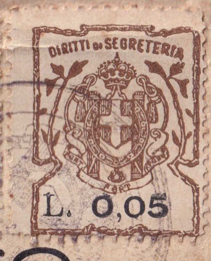 Marca da Bollo del Comune di MIGNANO su Carta Bianca di dimensioni 22 x 29 mm