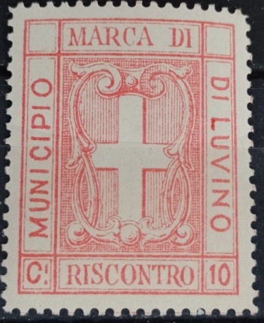 Marca da Bollo del Comune di LUVINO su Carta Bianca di dimensioni 25 x 31,5 mm